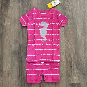 GAP- NWT Pink Striped Seahorse Pajama Set. Size 2years